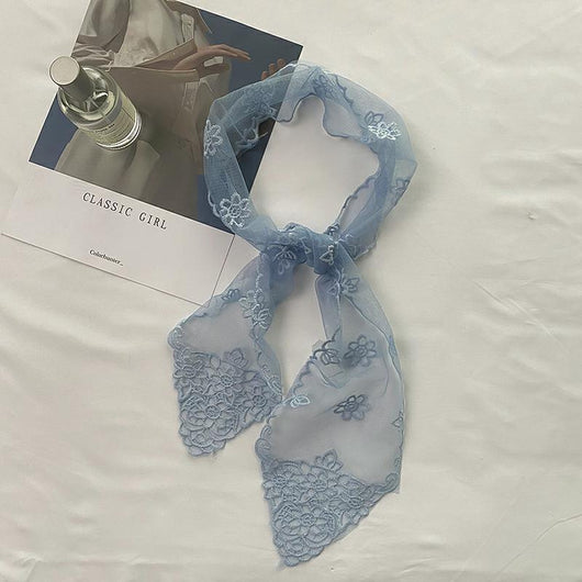 Pañuelo de Seda Bordado con Encaje - Cinta para Cabello Elegante - Image 10