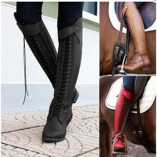 Bota de Mujer con Tacón Grueso y Remaches