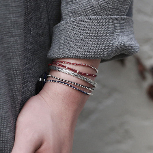 Pulsera Ajustable de Plata 925 con Patrón Tejido - Image 6