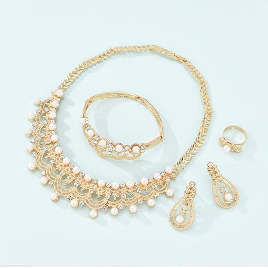 Juego de Collar y Aretes de Aleación Elegante - 4 Piezas - Image 10