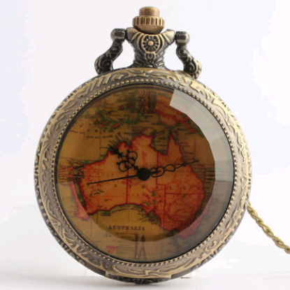 Reloj de Bolsillo Vintage Mapa de Australia - Diseño Retro Marrón