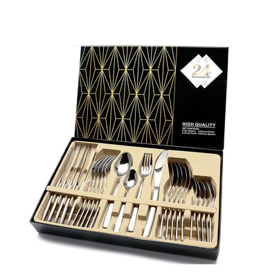 Juego de Cubiertos 24 Piezas Acero Inoxidable con Estuche de Regalo