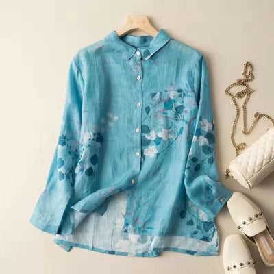 Camisa Vintage de Algodón y Lino para Mujer - Image 12