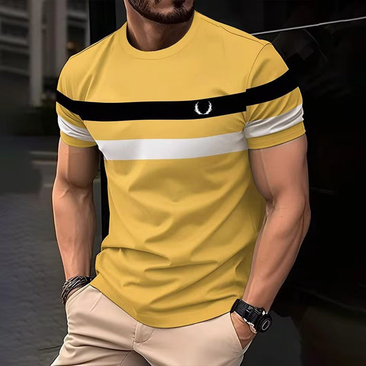 Playera Hombre Estampado Geométrico 3D Rayas Contrastantes Suelta Transpirable - Image 13