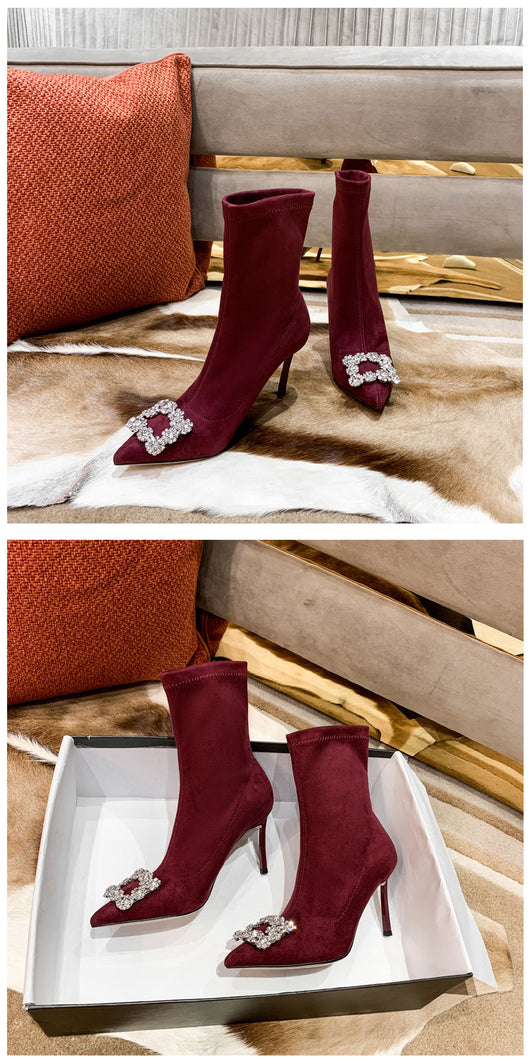 Botas Calcetín Elásticas con Tacón Aguja y Strass - Image 11