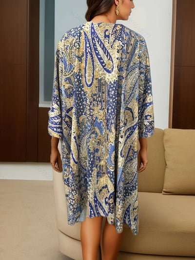 Cardigan Bohemio Capa Murciélago con Estampado Azteca - Image 19