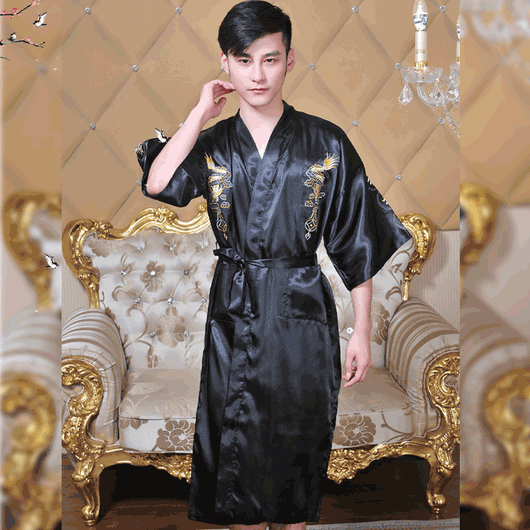 Bata Pijama Hombre con Bordado Dragón Totem - Image 8