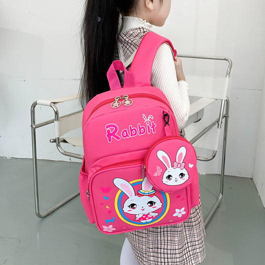 Mochila Escolar Infantil con Protección de Columna y Monedero de Dibujos Animados