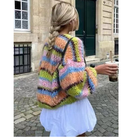 Cardigan Tejido Multicolor de Manga Larga para Mujer - Image 12