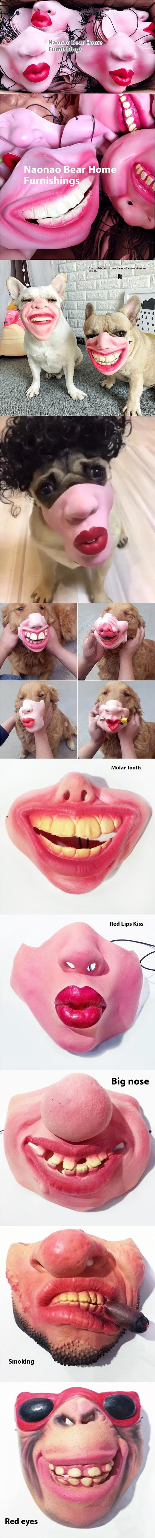 Funny grotesque mask with a large nose, yellow teeth, a cigar, stubble, and stitches on the cheek. - Image 23