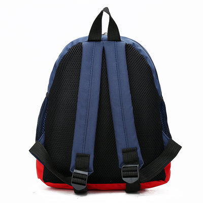 Pink children's backpack with colorful cartoon dinosaurs, yellow base, reflective strip, and mesh side pockets. - Image 14