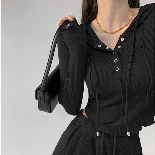 Sudadera con Capucha Ajustada para Mujer - Manga Larga Otoño