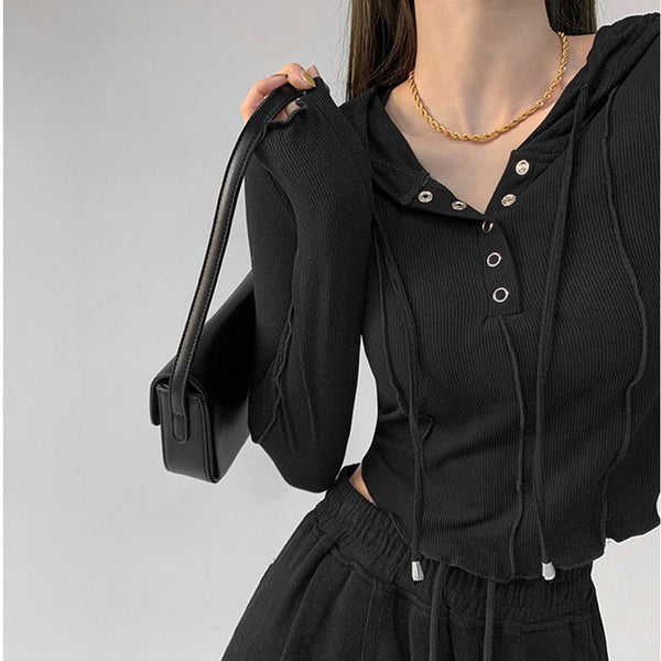 Sudadera con Capucha Ajustada para Mujer - Manga Larga Otoño