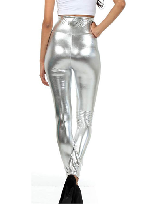 Pantalones de Cuero Brillante Cintura Alta para Mujer - Image 8