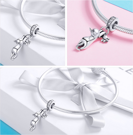 Cuentas Sueltas de Plata Esterlina S925 Gato Adhesivo - Accesorios DIY para Joyería Artesanal - Image 4