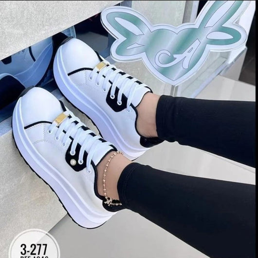 Zapatos Plataforma Blancos con Cordones para Mujer - Image 10