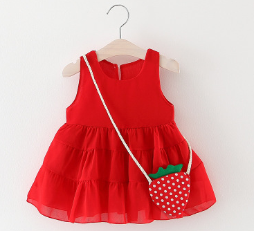 Vestido Infantil de Gasa Rojo con Tirantes