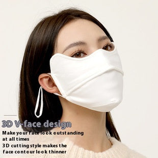 Black winter thermal mask with ear hooks, contoured for face and nose, shown on a person and in a close-up. - Image 12