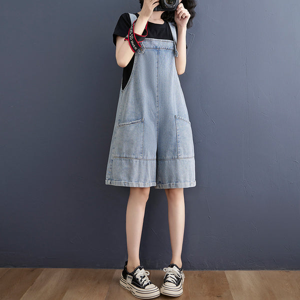 Shorts Vaquero Talla Grande con Tirantes - Estilo Literario