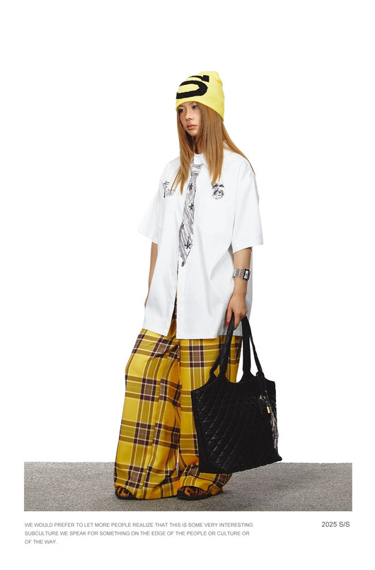 Camisa Suelta Unisex con Diseño de Corbata Pintada a Mano - Marca de Moda Japonesa - Image 39