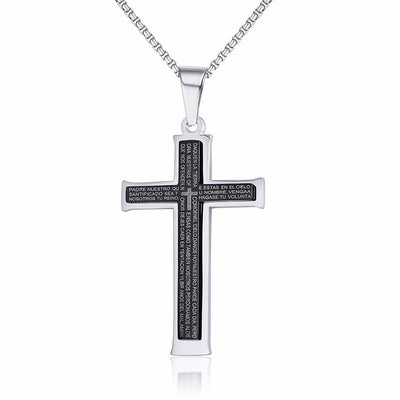 Collar de Titanio Doble Cruz para Hombre con Colgante de Acero Inoxidable - Image 6