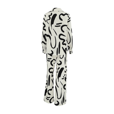 Conjunto Elegante de Blusa Estampada y Pantalón Palazzo de Cintura Alta - Image 7