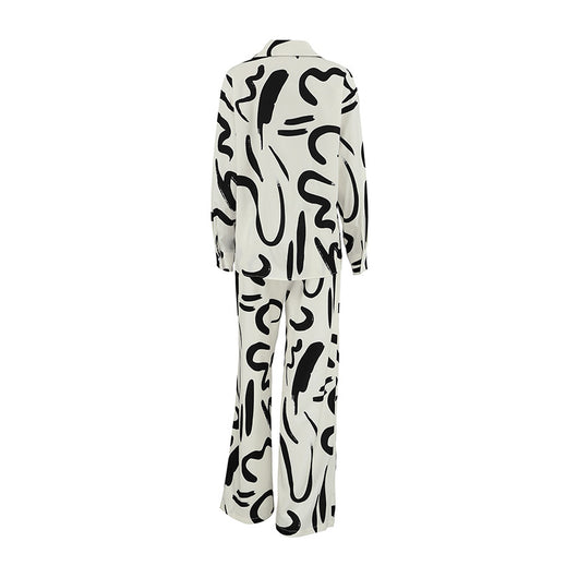 Conjunto Elegante de Blusa Estampada y Pantalón Palazzo de Cintura Alta - Image 7