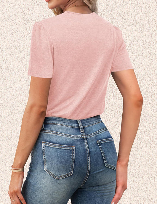 Blusa Casual de Manga Abullonada y Cuello en V para Mujer - Image 23