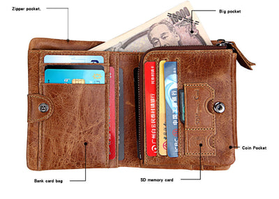 Billetera Retro de Cuero para Hombre con Múltiples Compartimentos - Image 9