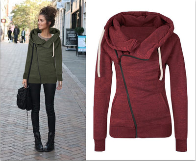Sudadera con capucha y cierre diagonal para mujer - Image 9