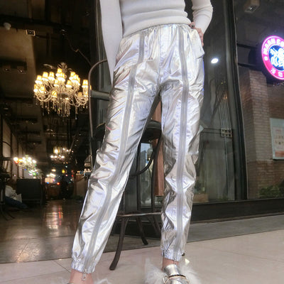 Pantalones Harem Plata con Cierre - Estilo Casual Suelto y Moderno - Image 8
