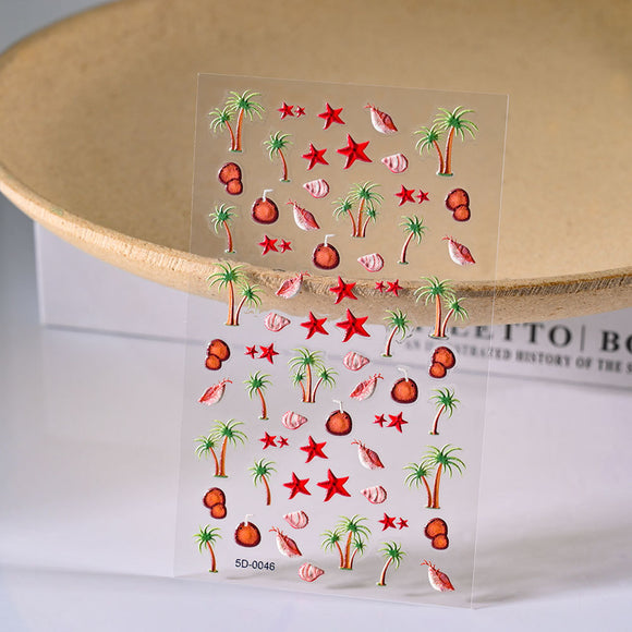 Pegatinas de Uñas 5D Relieve Oceano y Viento