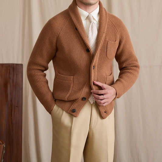 Cardigan Tejido Retro para Hombre - Abrigo Cálido y Versátil