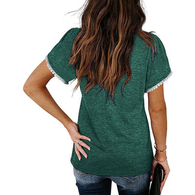 Blusa de Algodón con Escote V y Mangas Pétalo - Corte Holgado y Encaje - Image 15