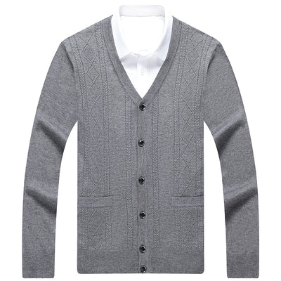 Cardigan de Lana Merino con Cuello V - Suéter Tejido Clásico para Hombre - Image 2