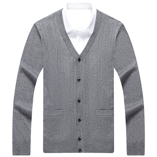 Cardigan de Lana Merino con Cuello V - Suéter Tejido Clásico para Hombre - Image 2