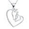 925 Sterling Plateado Necklace Double Horse Head Pendant Necklace Blanco 925 Plateado