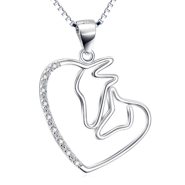 Collar de Plata 925 con Doble Cabeza de Caballo