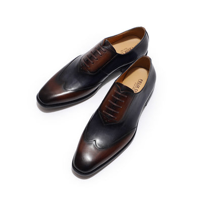 Zapatos Oxford Wingtip de Cuero para Hombre con Punta Bicolor - Image 7