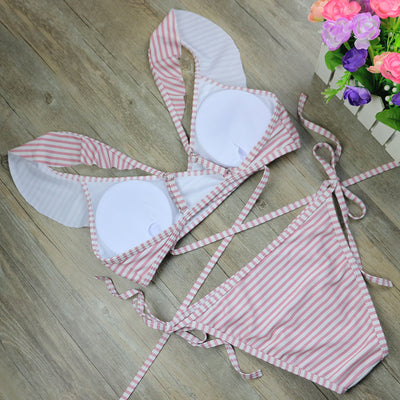 Traje de Baño Retro a Rayas con Diseño Bandage Sexy - Image 5