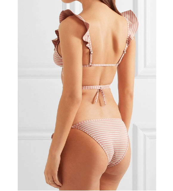 Traje de Baño Retro a Rayas con Diseño Bandage Sexy