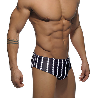 Traje de Baño Deportivo Rayas Verticales Cintura Baja para Competencia - Image 6