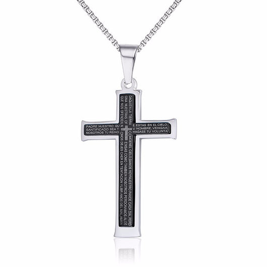 Collar de Titanio Doble Cruz para Hombre con Colgante de Acero Inoxidable - Image 15