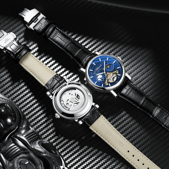 Reloj Mecánico Tourbillon Hueco Fase Lunar Xinghe con Esfera Luminosa