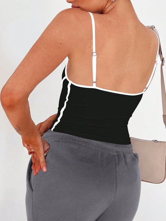 Blusa Camisola Sexy Diseño Bloques de Color Primavera Verano Sin Mangas - Image 14