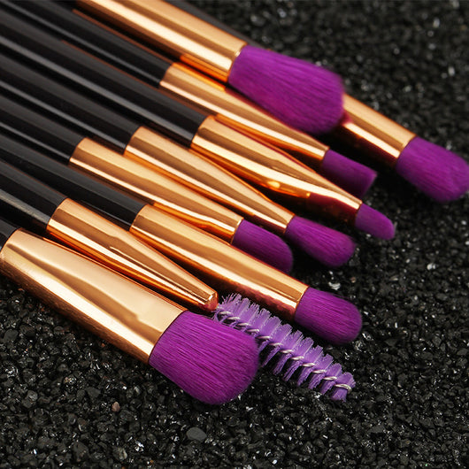 Set de 15 Brochas de Maquillaje Profesional Cerdas Púrpura y Verde - Image 6