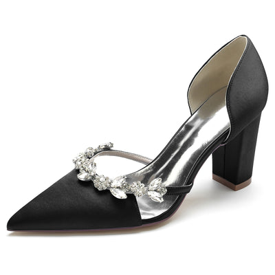 Zapatos de Tacón Cuadrado con Punta Afilada y Cristales Brillantes - Image 29