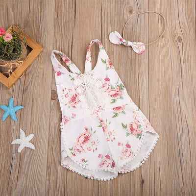 Enterizo Floral sin Mangas para Bebé Niña con Borlas y Diseño Playero - Image 3