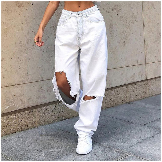 Jeans Blancos Rotos para Mujer Estilo Europeo - Image 2