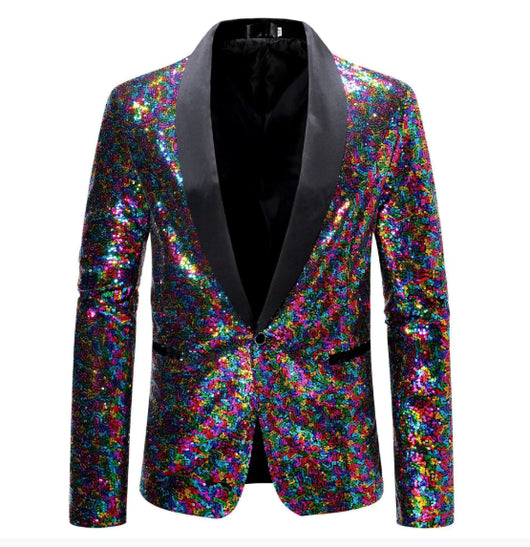 Blazer de Lentejuelas Hombre - Traje Elegante de Color Sólido - Image 7